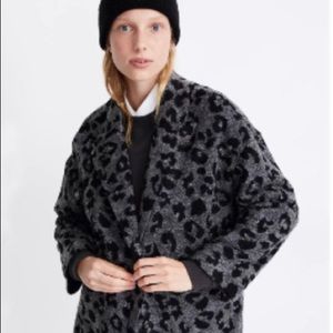 Texture & Thread Madewell Leopard Animal Print Grey Coat Jacket Size S
